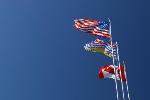 Otter Bay Marina Pender Island, BC flags